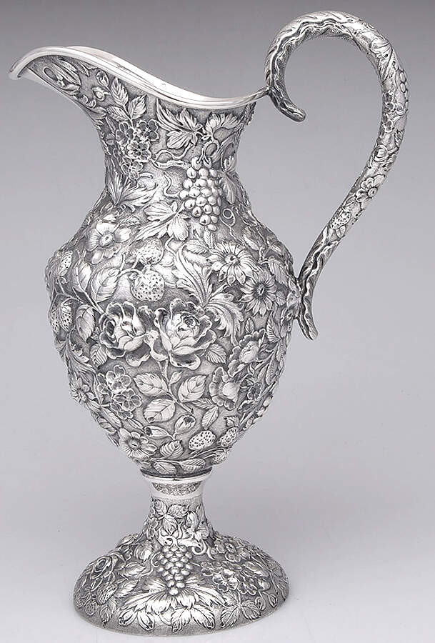 Repousse (Sterling, Hollowware) Footed Ewer/Pitcher by Loring Andrews-1