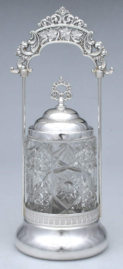 Silverplate Hollowware (3 Pc) Pickle Castor(Stand, Lid & Glass Liner) by Monarch Silver-1