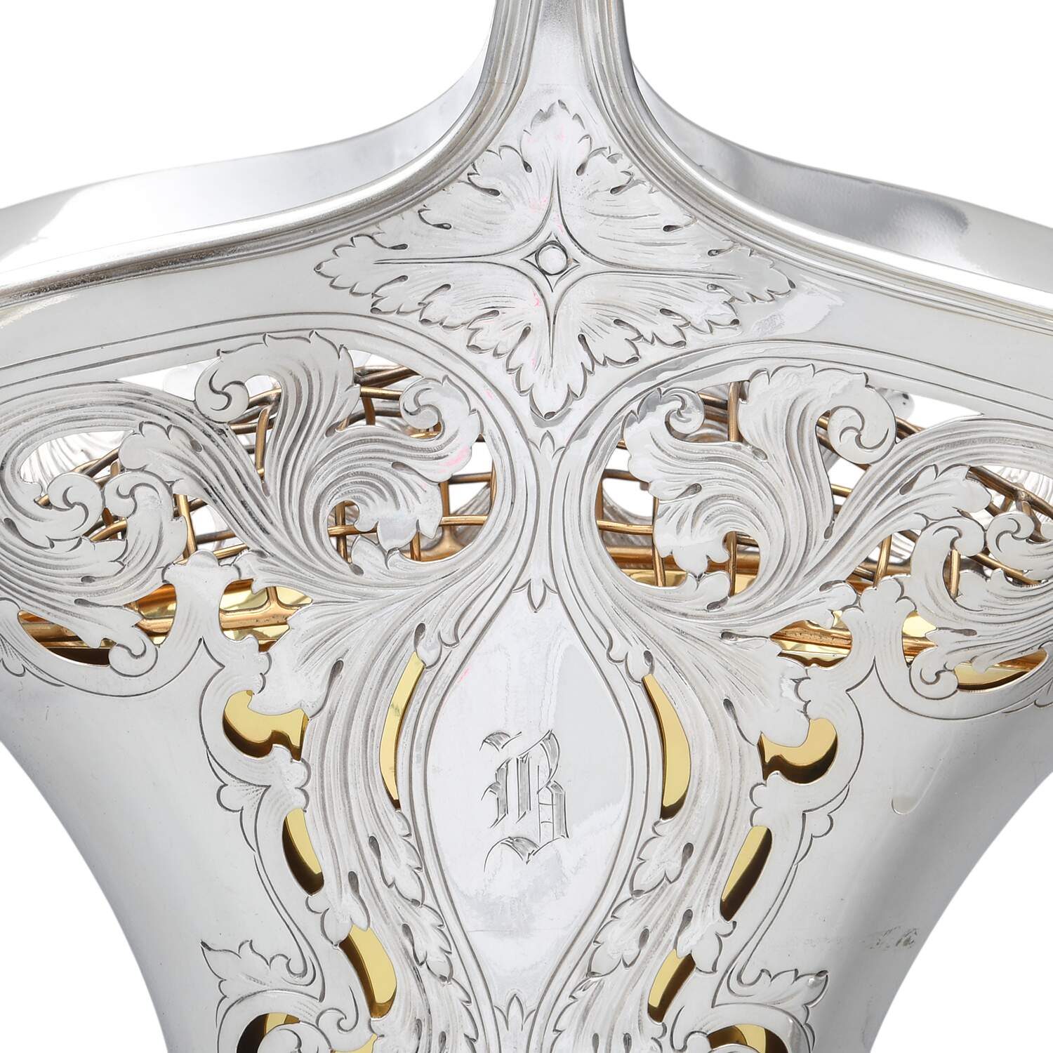 15625D (Sterling, Hollowware) 3 Piece Bridal Basket Set-1 Large & 2 Small Baskets with Liners & Frogs by Tiffany & CO SILVER-5