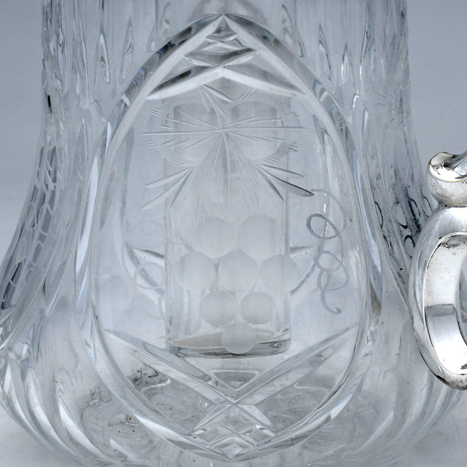 Germany Silverplate Hollowware Glass & Metal Pitcher with Ice Tube Insert by Unknown Manufacturer-3