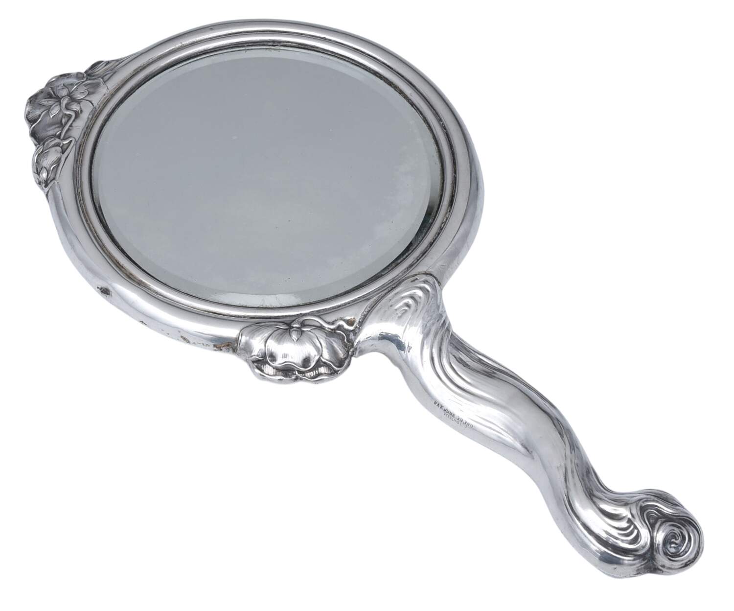 Queen of the Flowers (Sterling, Hollowware) Mirror with Handle by Unger Brothers-2