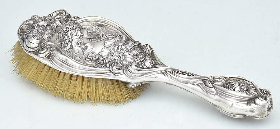 He Loves Me (Sterling, Hollowware) Hair Brush by Unger Brothers-1