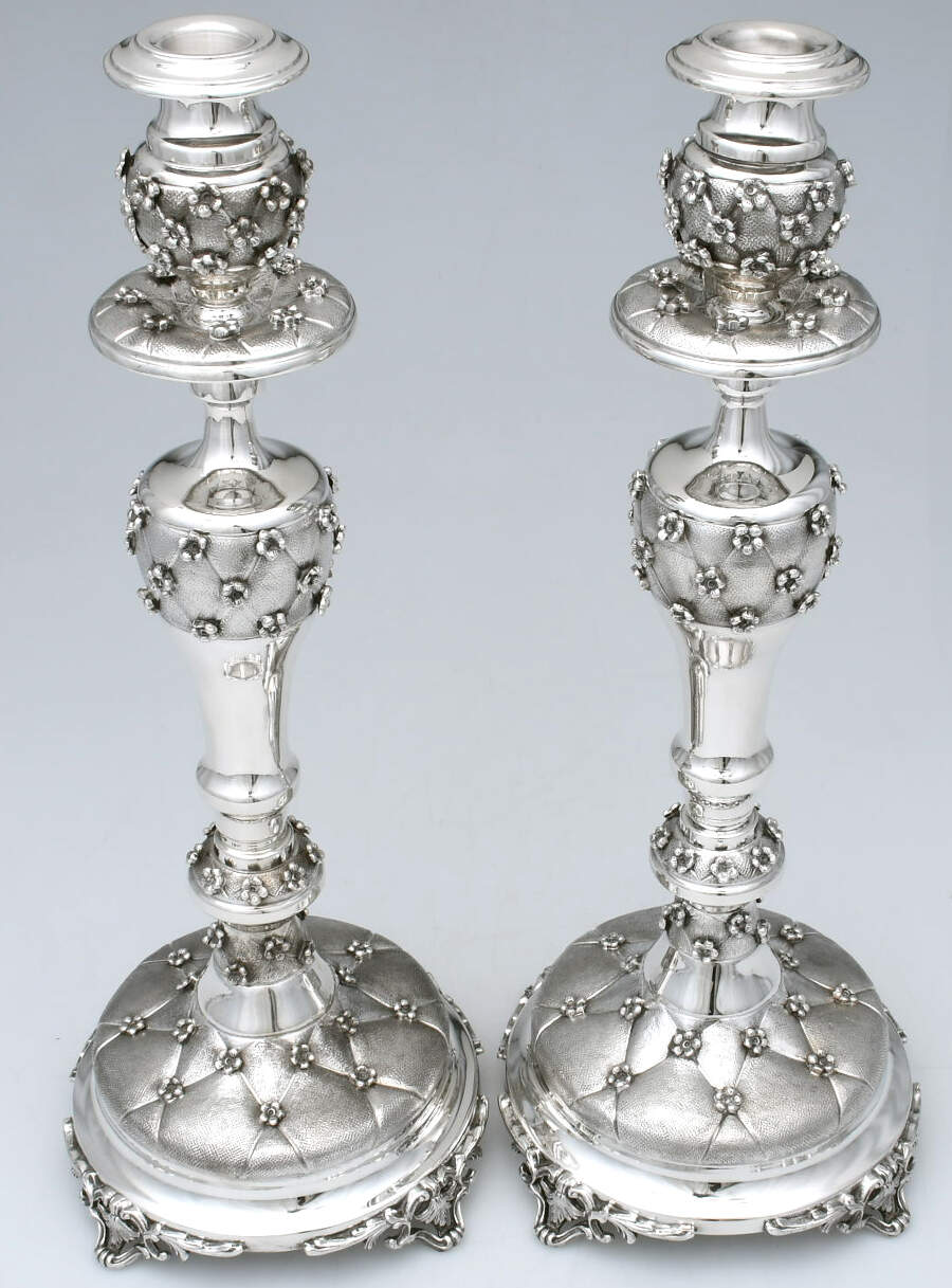 UNH38 (Sterling, Hollowware) Pair of 16" Candlesticks by Unknown Manufacturer-1