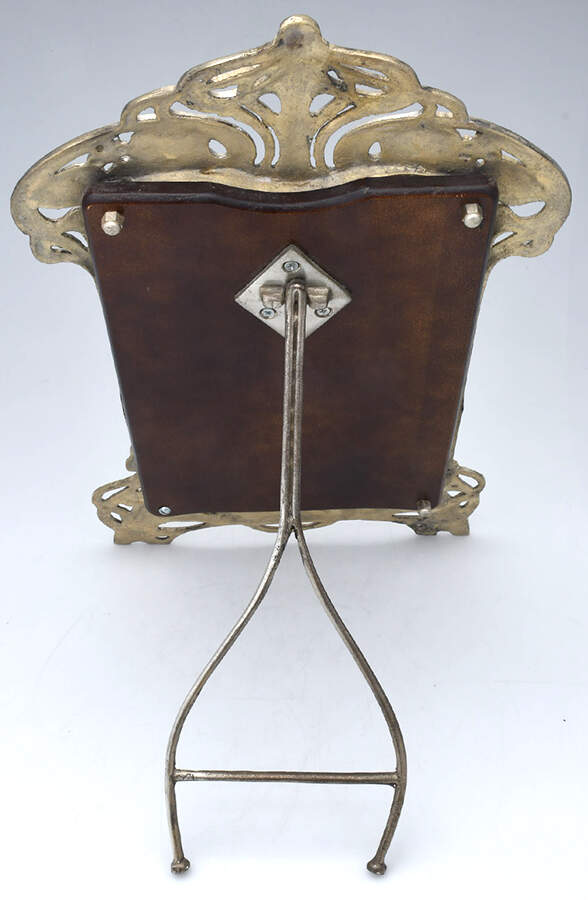 Art Nouveau Style (Brass, Hollowware) 13" X 8" Rectangular Standing Vanity Mirror by Unknown Manufacturer-2