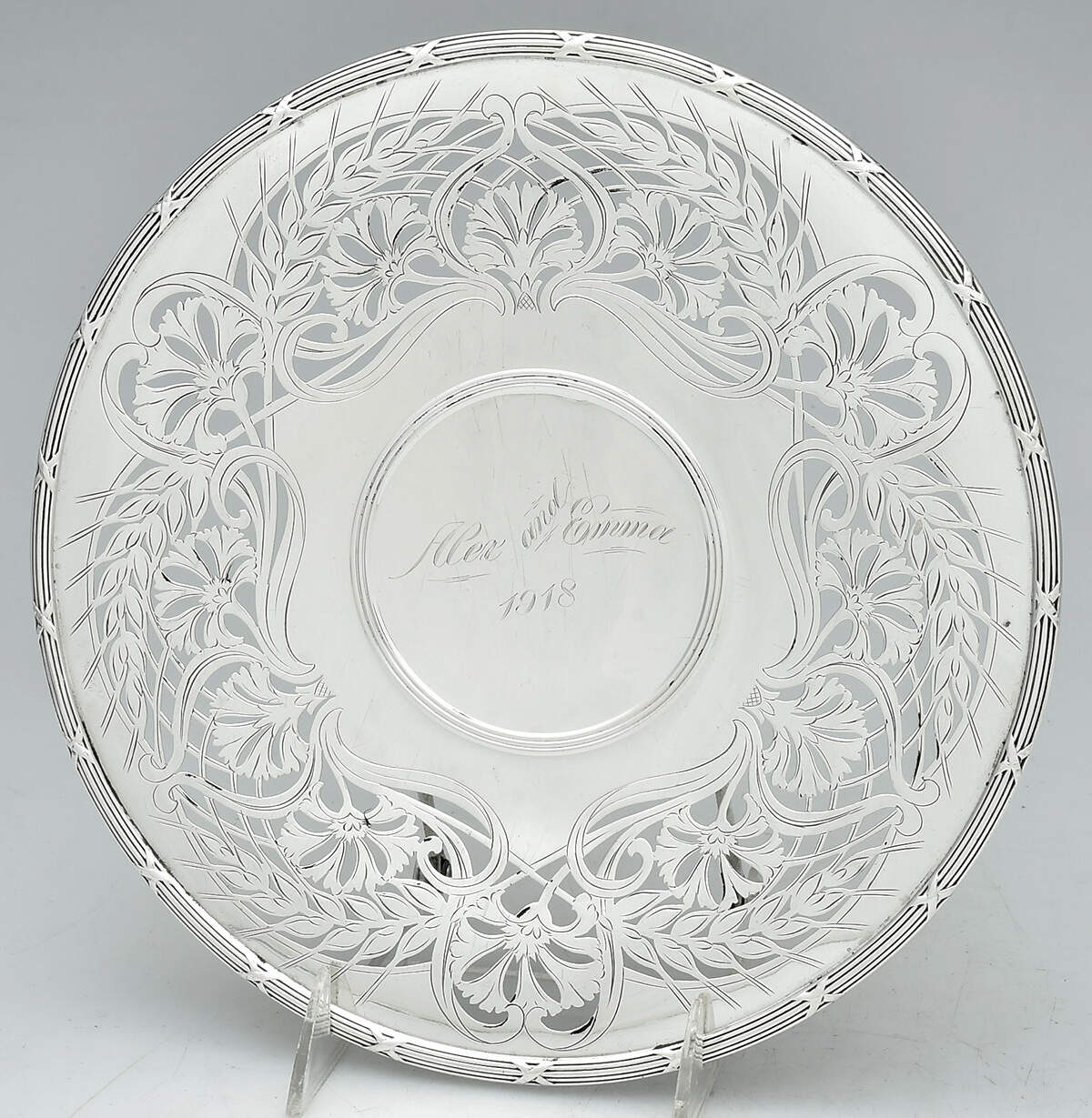 C1386 (Sterling, Hollowware) Sterling Footed Cake Plate by Wallace Silver-2