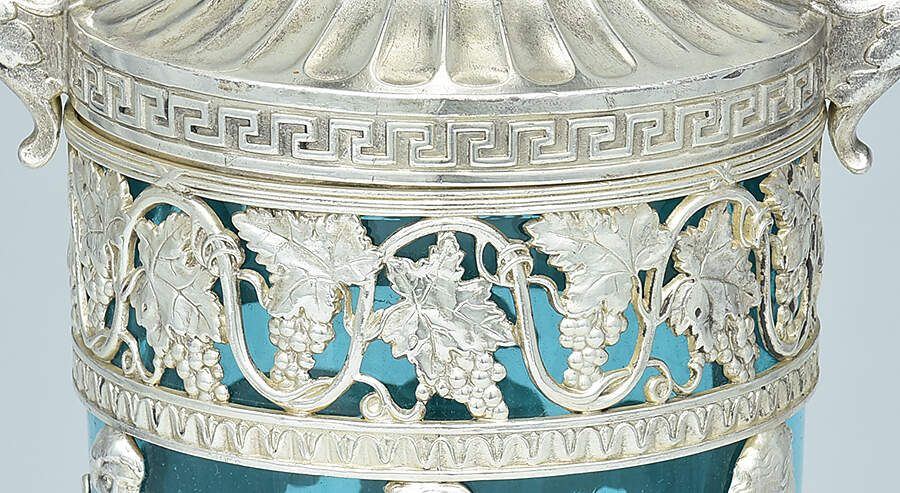 Classical Style (Silverplate, Hollowware) Handled Vase/Urn with Glass Body by WMF Flatware-3