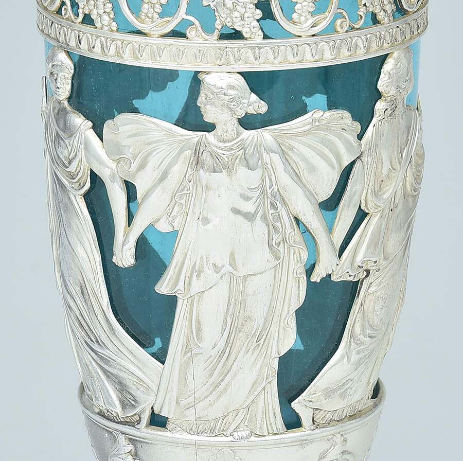 Classical Style (Silverplate, Hollowware) Handled Vase/Urn with Glass Body by WMF Flatware-2