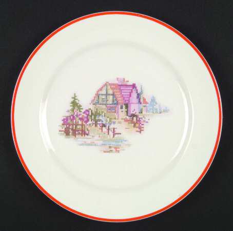 Petit Point House (Red Trim, No Verge) by Crooksville