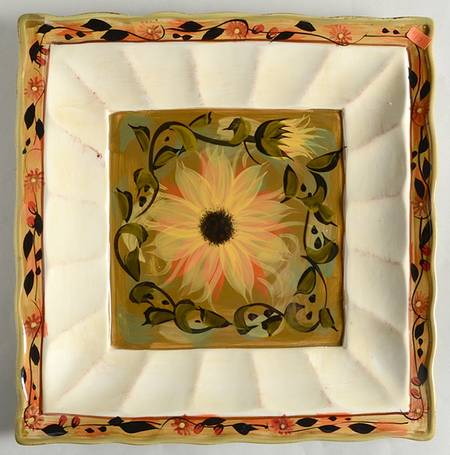 Certified International Sunflower (Scalloped Edge) 13" Square Serving Platter