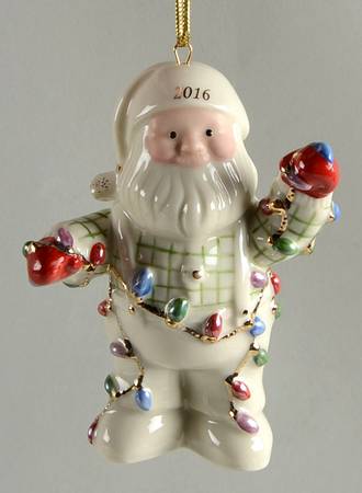 Lenox Annual Santa-Ornament Santa's Christmas Lights - Boxed