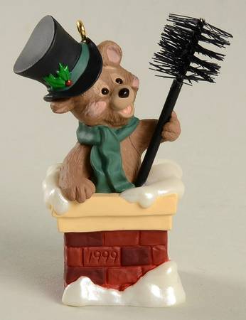 Hallmark 1999 Hallmark Christmas Ornaments All Sooted Up-Bear In Chimney - Boxed