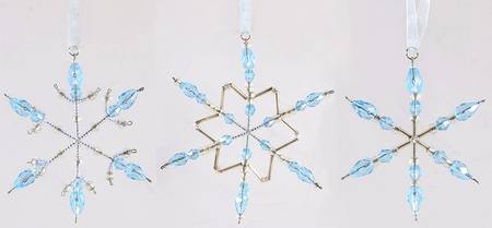 Hallmark 2002 Hallmark Christmas Ornaments Frostlight Beaded Snowflakes(Blue) - Boxed