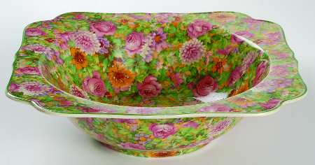 Pink Chintz (Green Trim) by Crown Ducal