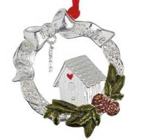 Lenox Bless This Home Birdhouse In Wreath - Boxed