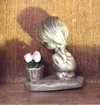 Hallmark Little Gallery Pewter Figurines Girl With Flower Pot - No Box