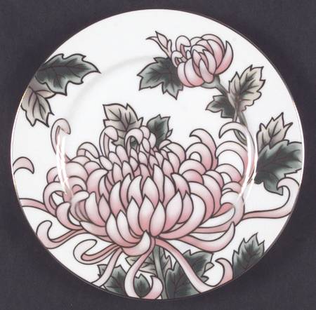 Kiku (White Background, Peach Flowers) by Fitz & Floyd