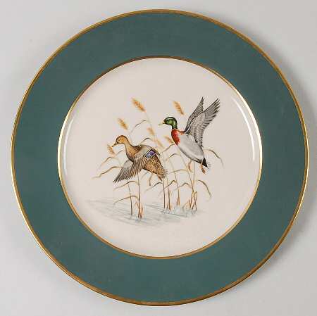 Game Birds Teal (Gold Trim, Rim) by Flintridge