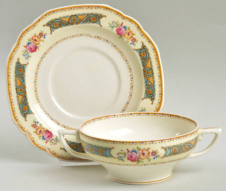 Grindley The Charmian Footed Cream Soup Bowl & Saucer Set