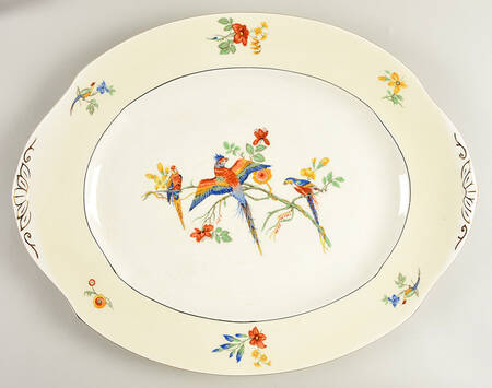 Grindley The Gay Macaw 16" Oval Serving Platter