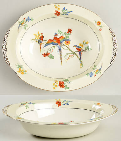 Grindley The Gay Macaw 10" Oval Vegetable Bowl