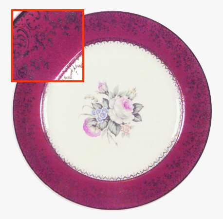 Tudor Rose (Floral Center, Maroon Rim) by Georgian China