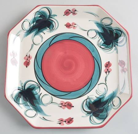Gail Pittman Red Grapevine Square Dinner Plate