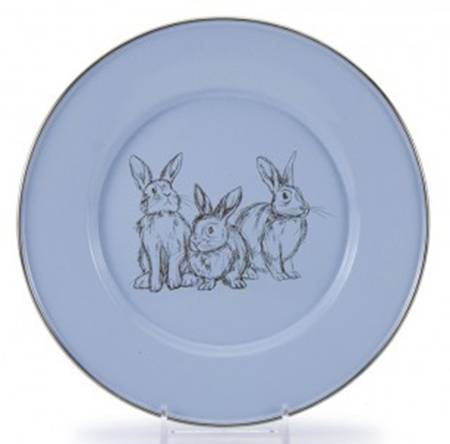 Blue Bunnies Enamelware by Golden Rabbit Enamelware