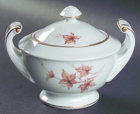 Harmony House China Alice (Brown Lvs) Sugar Bowl & Lid