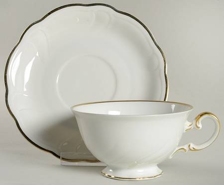 Hutschenreuther Gold Band Footed Cup & Saucer Set