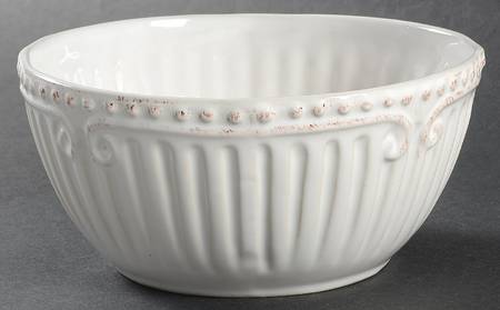 Capri 6 Piece 6 Inch Stoneware Embossed Cereal Bowl Set in White