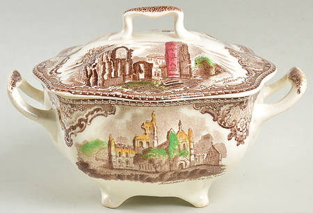 Johnson Brothers Old Britain Castles Brown Multicolor Sugar Bowl & Lid
