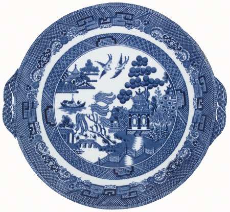 Johnson Brothers Willow Blue (Black & Blue Backstamps, Older) Handled Cake Plate