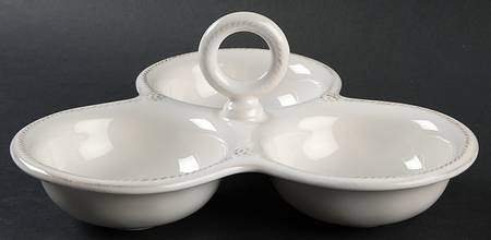 Juliska Ceramics Berry and Thread Whitewash Triple Cavity Server with Center Handle