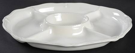 Juliska Ceramics Berry and Thread Whitewash 1 Pc Chip & Dip with 5 Sections