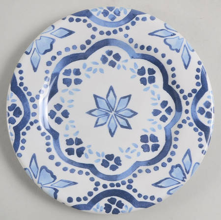 Juliska Iberian Journey Indigo Coastal White Ceramic Cocktail Plate