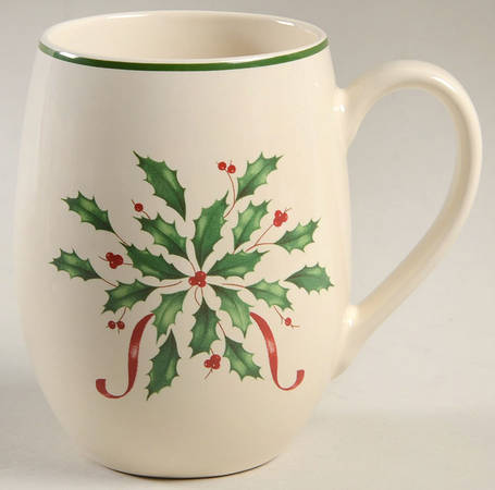 Lenox Holiday Cocoa Mug - Red  Green And Ivory