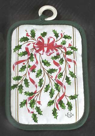 Lenox Holiday Gold (Red Ribbon Accent) Cloth Potholder