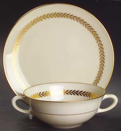 Lenox Imperial Flat Cream Soup Bowl & Dessert Plate/Saucer Set
