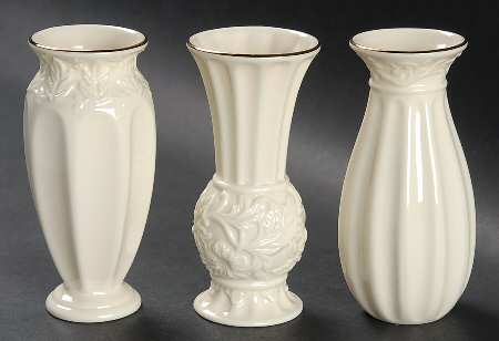 Lenox Great Giftables (Set of 3 Motif) 5" Carved Bud Vases