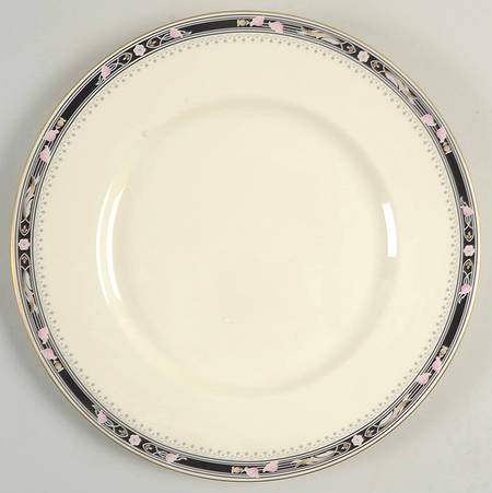 Warwick (Black Border, Pink Flowers) by Minton