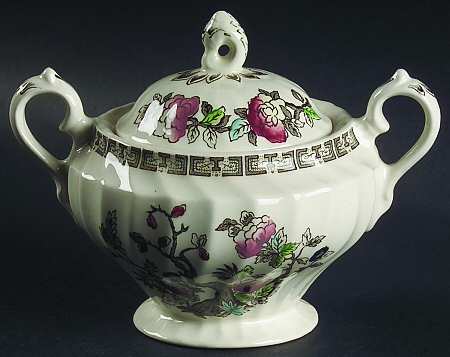 Myott Staffordshire Indian Tree No  No Green Border Cream Sugar Bowl  Lid
