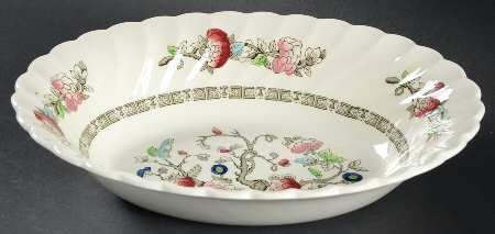 Myott Staffordshire Indian Tree No  No Green Border Cream 9 Oval Vegetable Bowl