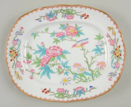 Minton Cuckoo (Scalloped,White,Globe Backstamp) 9" Oval Serving Platter