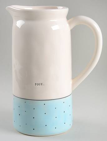 Magenta Polka Dot Band and Type Print 42 Oz Pitcher