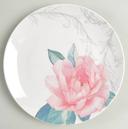 8 Inch Fine Ceramic 6 Piece Floral Decorated Dessert Plate Set