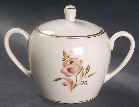 Pickard Brown Rose Sugar Bowl & Lid