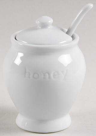 Pottery Barn China Great White Collection (Rim Shape) Honey Pot & Lid