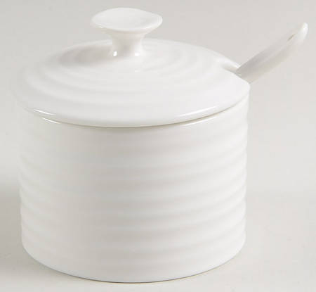 Portmeirion Sophie Conran White Condiment Jar & Lid w/Spoon