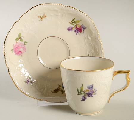 Rosenthal - Continental Flower Bed Flat Demitasse Cup & Saucer Set