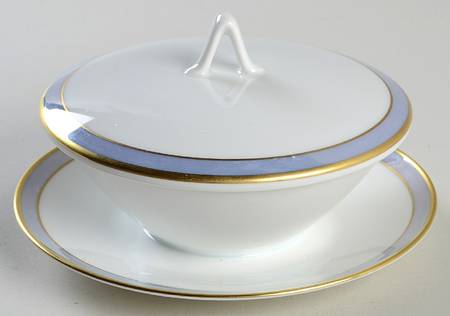 Rosenthal - Continental Gala Blue (Not Classic Rose Collection) Sauce Boat with Attached Underplate & Lid